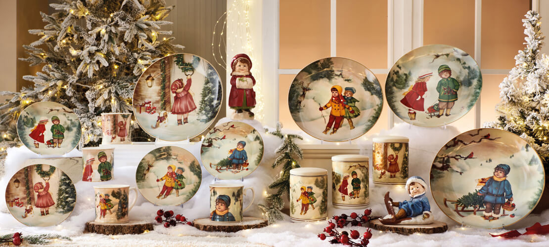 brandani vianočné taniere bambino bambina chlapec a dievčatko vianočné prestieranie taliansky porcelán
